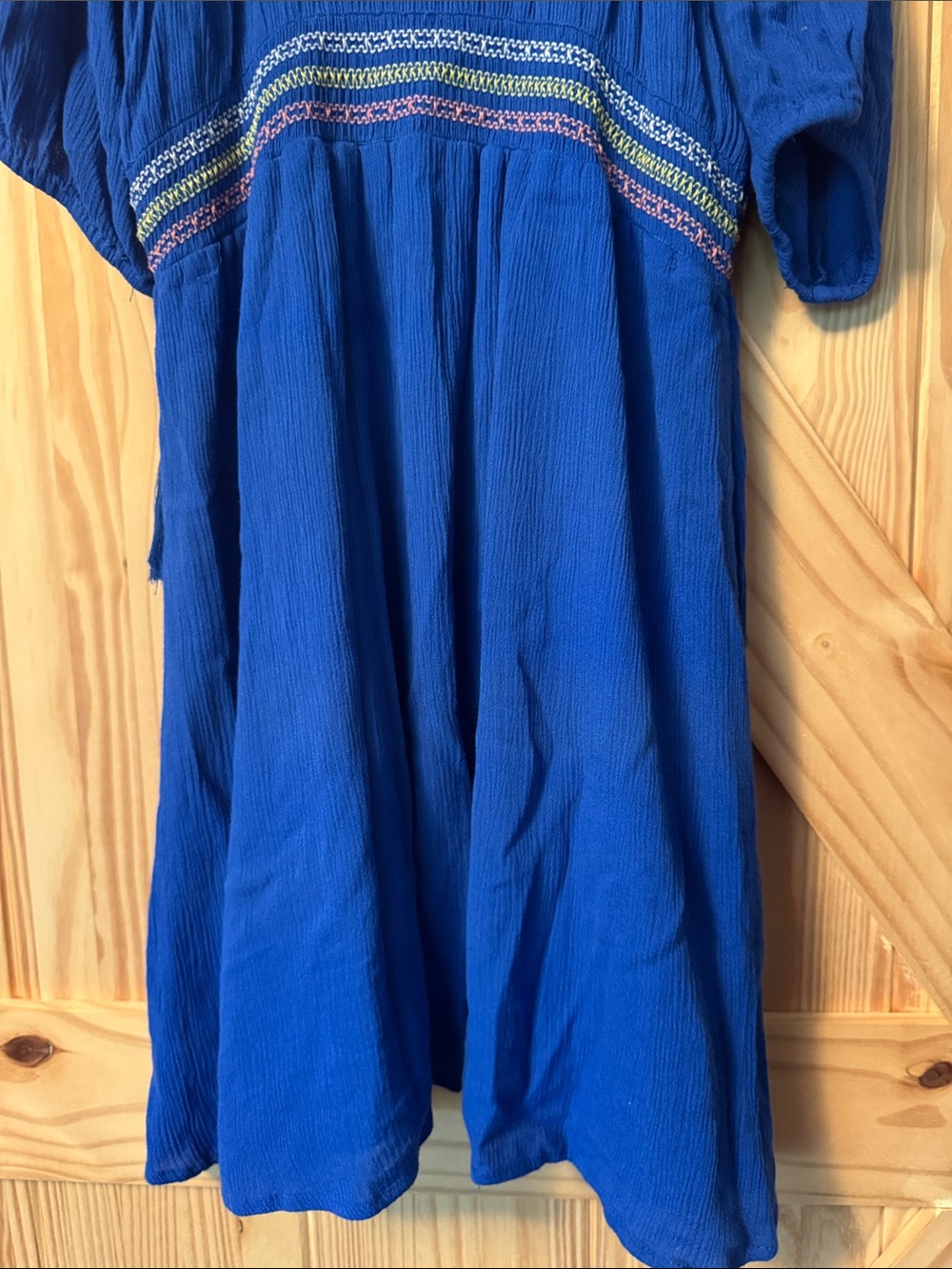 Flying Tomato Royal Blue Embroidered Cold-Shoulder Dress - Picture 7 of 9